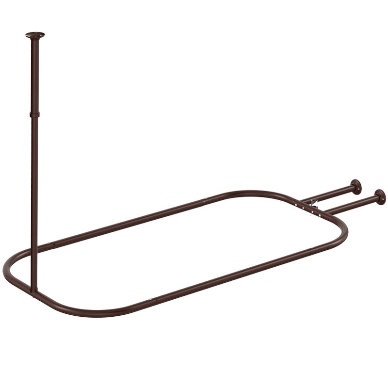 PrettyHome Shower Curtain Rod Hoop Square Shape Bathroom Heavy Duty No Rust Oval Shower Rod 58.3"x24" for Clawfoot Tub,for Free Standing Tubs Bronze - Image 1